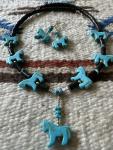 Turquoise Cowgirl Horse Necklace with Sterling Clasp