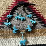 Turquoise Cowgirl Horse Necklace with Sterling Clasp