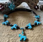 Turquoise Cowgirl Horse Necklace with Sterling Clasp