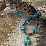 Turquoise Cowgirl Horse Fetish Necklace with Silver Clasp