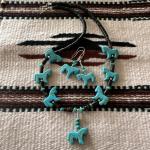 Turquoise Cowgirl Horse Fetish Necklace with Silver Clasp