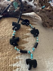 Cowgirl Black Beauty Agate Horse Necklace 18”