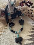 Cowgirl Black Beauty Agate Horse Necklace 18”