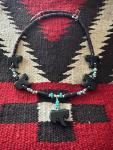 Cowgirl Black Beauty Agate Horse Necklace 18”