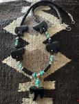 Cowgirl Black Beauty Agate Horse Necklace 18”