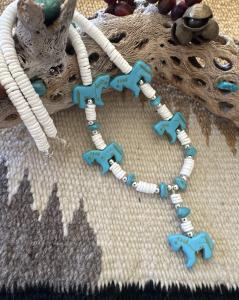 Turquoise Rodeo Necklace with Silver Clasp 18”