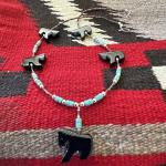Black Agate Horse Necklace with Sterling Clasp