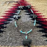 Black Agate Horse Necklace with Sterling Clasp