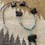 Black Agate Horse Necklace with Sterling Clasp