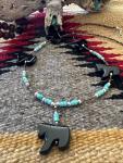 Black Agate Horse Necklace with Sterling Clasp
