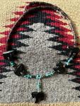 Black Agate Horse Necklace with Turquoise Accent