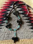 Black Agate Horse Necklace with Turquoise Accent