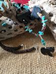 Black Agate Horse Necklace with Turquoise Accent