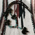 Black Agate Horse Necklace with Turquoise Accent