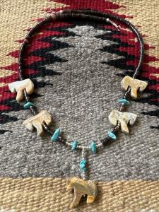 Lava Agate Horse Necklace with Turquoise Accents