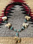 Lava Agate Horse Necklace with Turquoise Accents