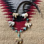Lava Agate Horse Necklace with Turquoise Accents
