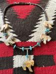 Lava Agate Horse Necklace with Turquoise Accents