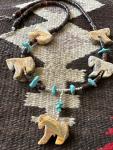 Lava Agate Horse Necklace with Turquoise Accents