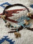 Lava Agate Horse Necklace with Turquoise Accents