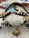 Lava Agate Horse Necklace with Turquoise Accents