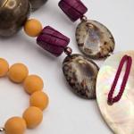 1970s Brass and Shell Necklace with Colorful Beads