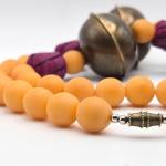 Vintage 1970s Brass and Shell Necklace with Beads