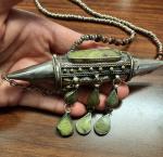 Boho Tribal Necklace with Yellow Green Gemstones