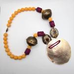 1970s Filipino Brass and Shell Necklace with Beads