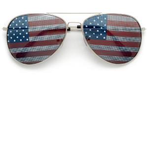 Red, White, and Blue Aviator Sunglasses