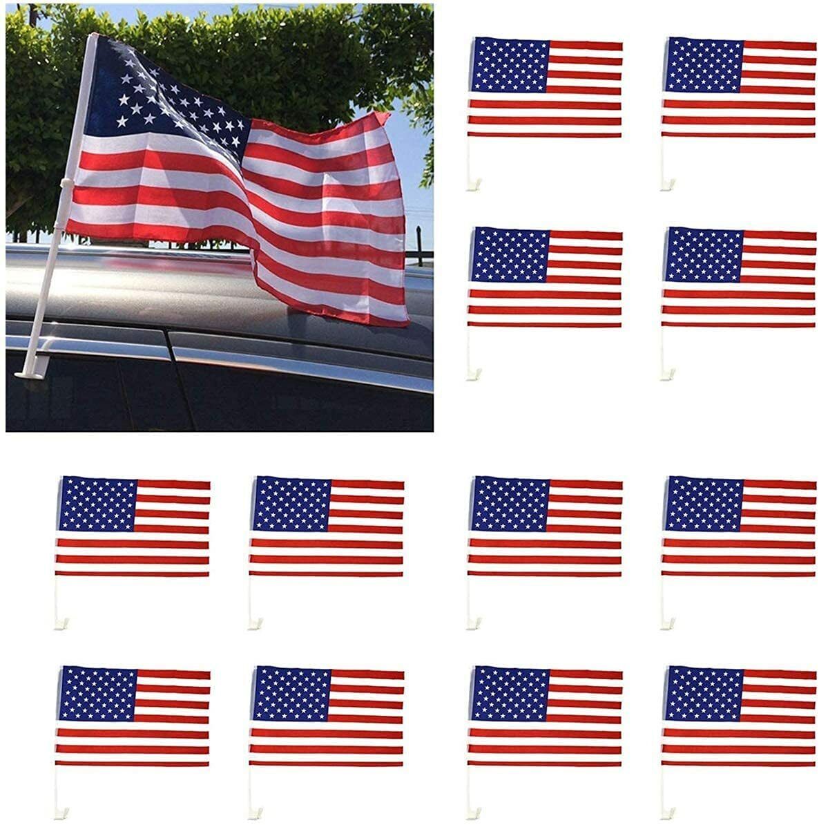 12-Pack USA Flag Car Window Clips