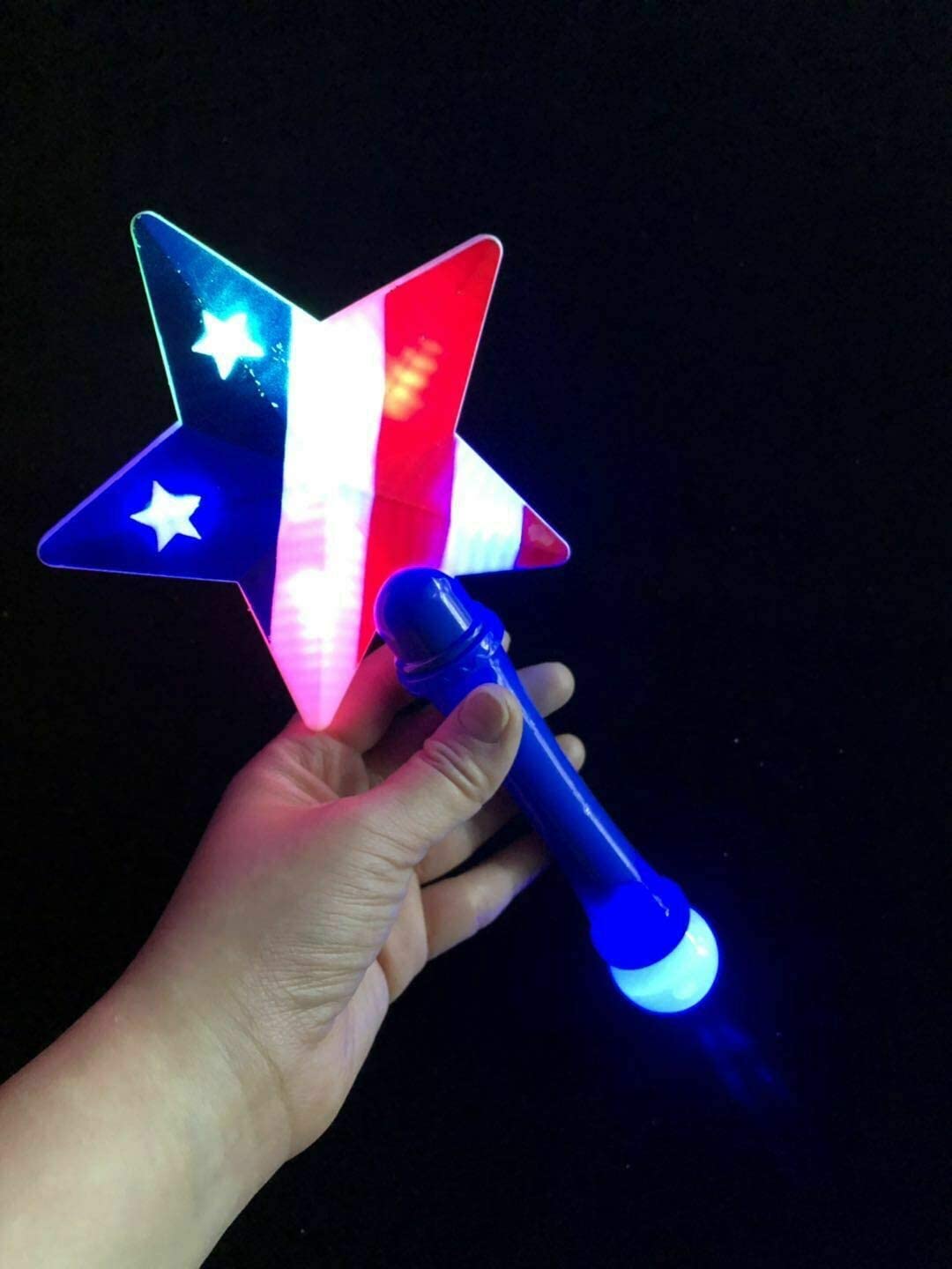 4th of July Star LED Glow Stick Wands - 4 Pack