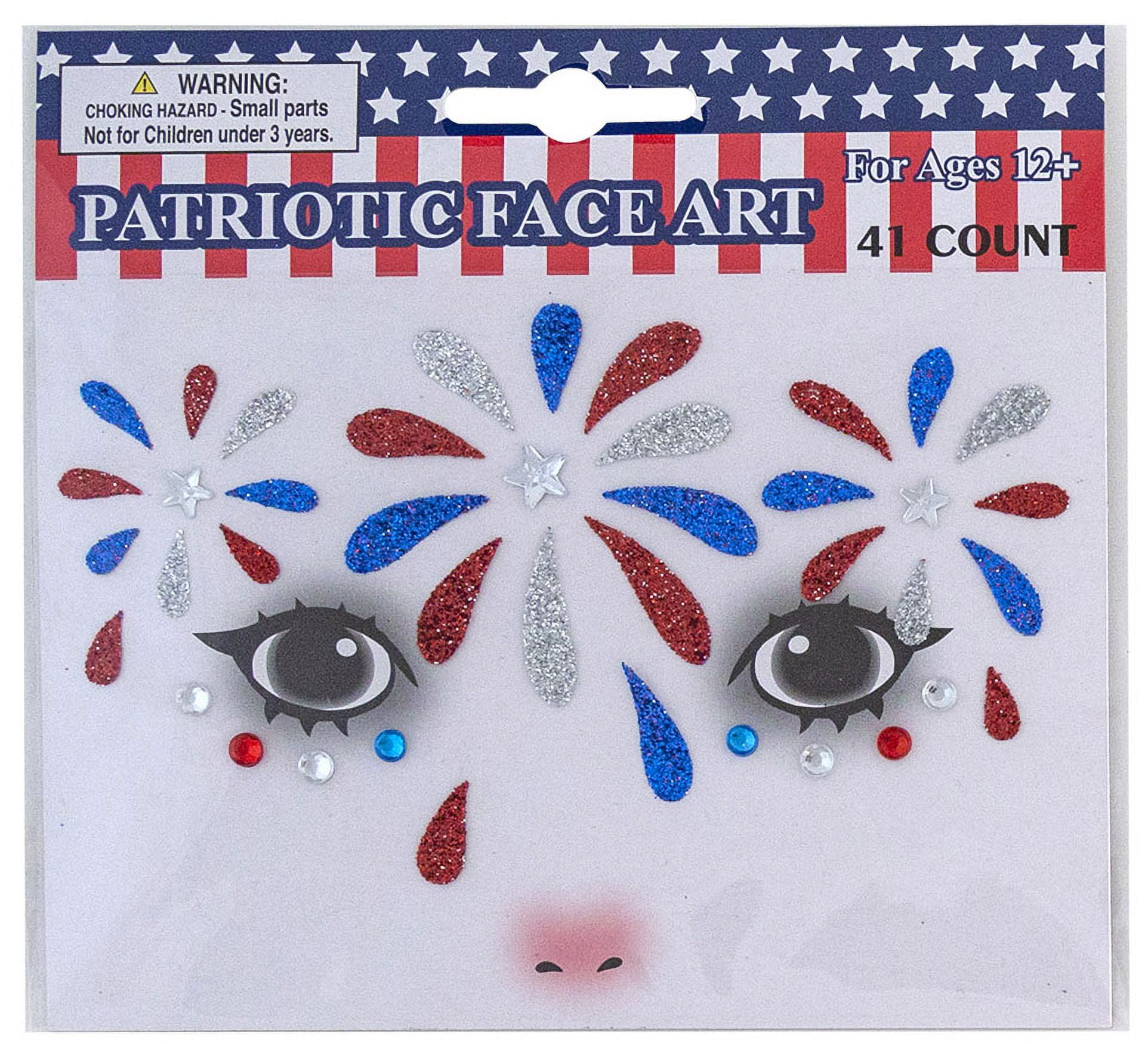 Patriotic Face Temporary Tattoos (2 Pack)