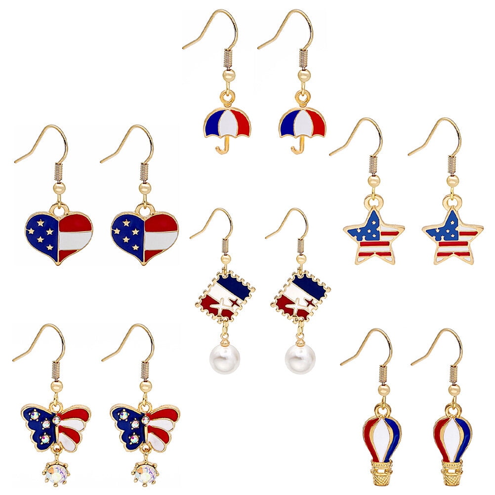 Patriotic 4th of July Earrings and Necklace Set