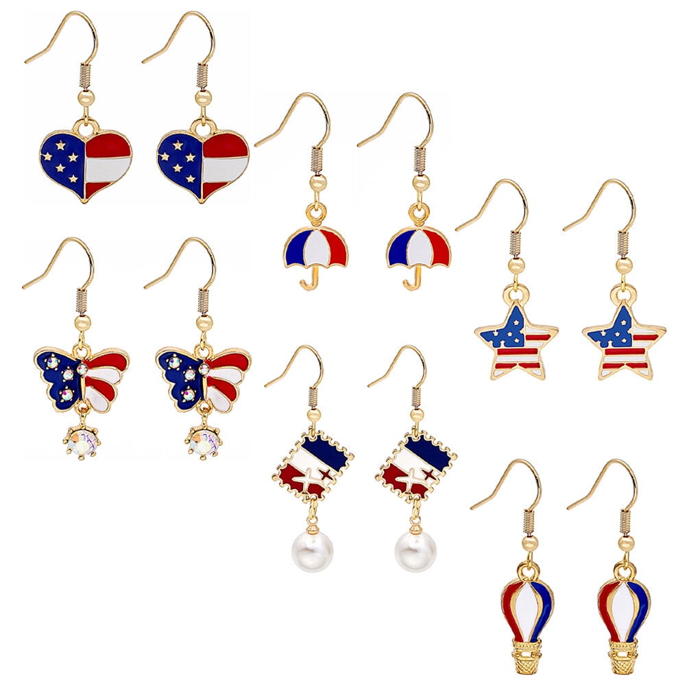 Patriotic 4th of July Earrings and Necklace Set