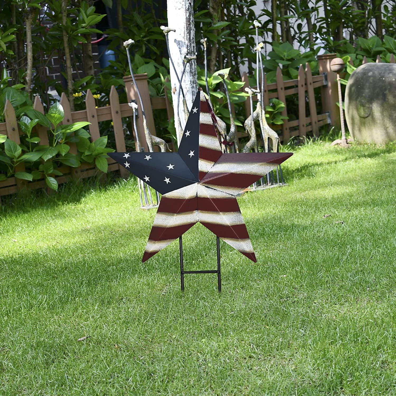 Patriotic Metal Barn Star Yard Sign