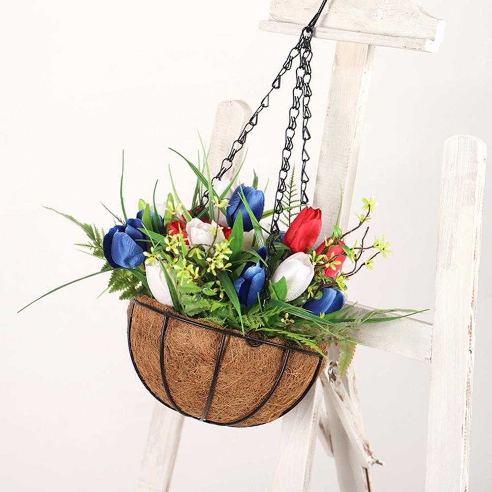 Metal Planter Basket for 4th of July Decor