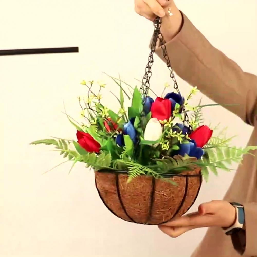 Metal Planter Basket for 4th of July Decor