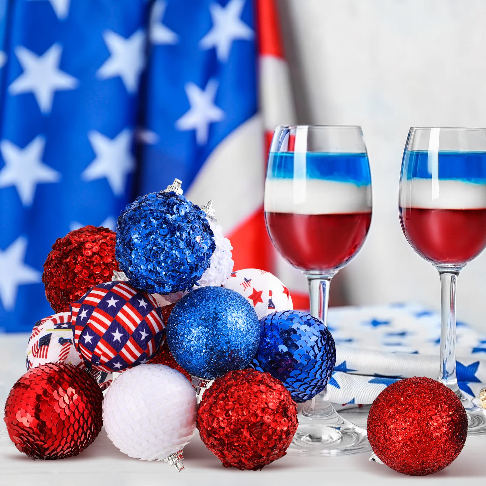 Patriotic Ball Ornaments, Set of 12