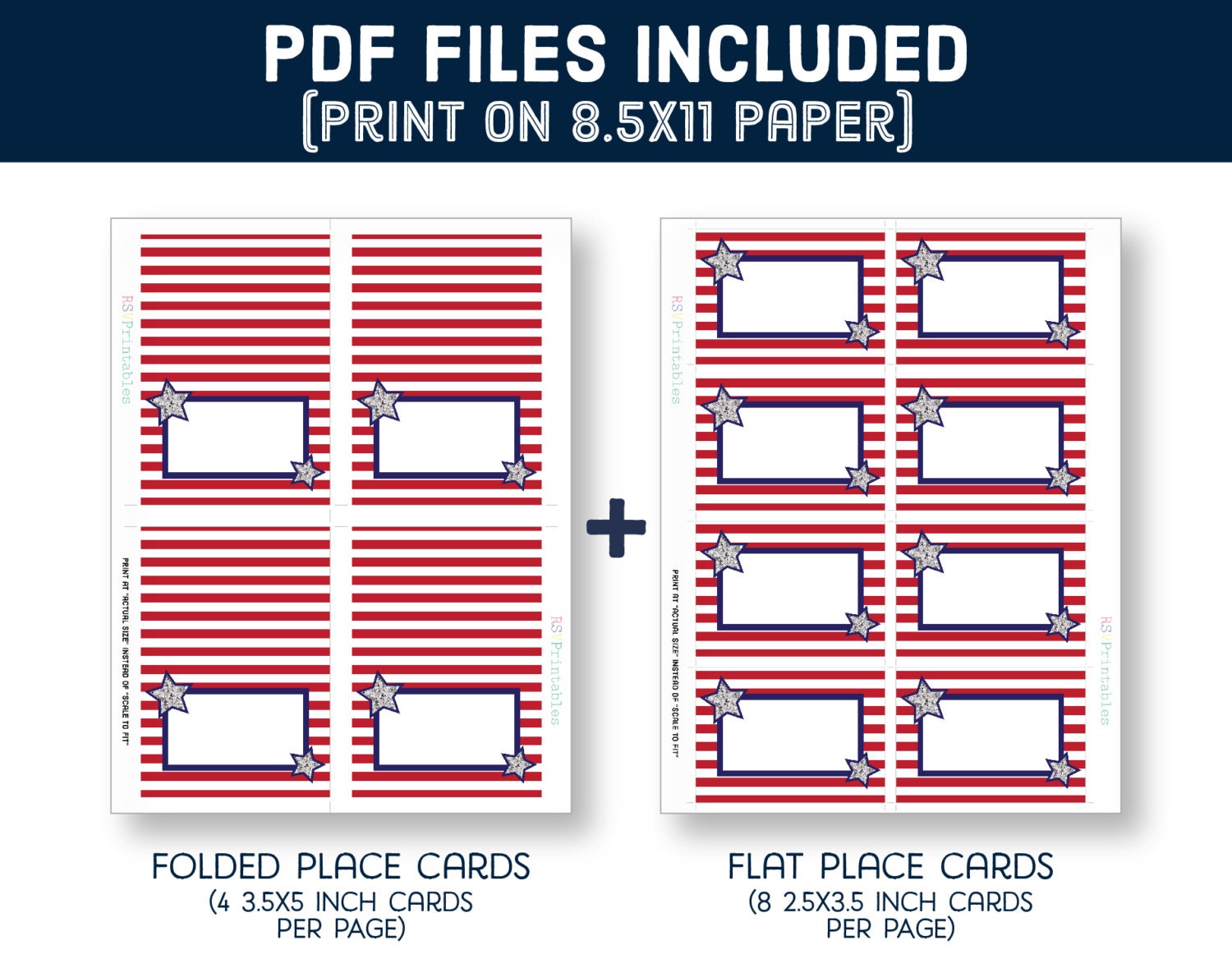 July 4th Party Place Card Set