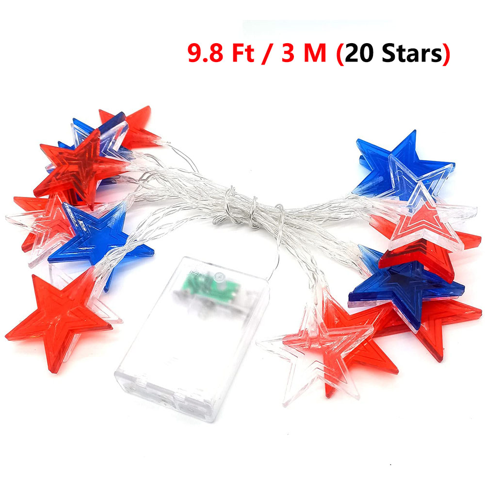 Red, White & Blue Starry String Lights