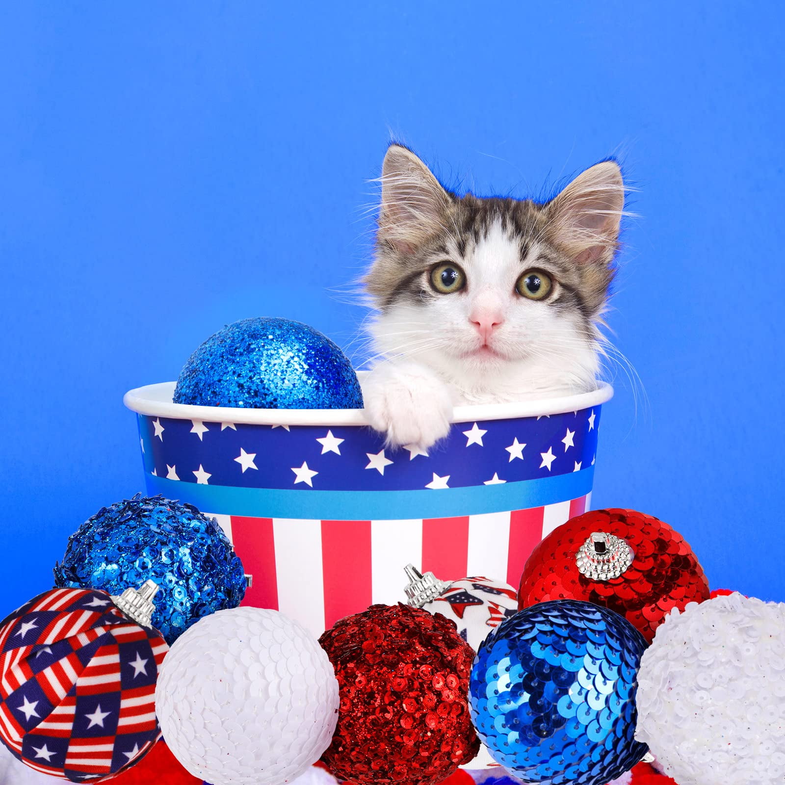 Patriotic Ball Ornaments, Set of 12