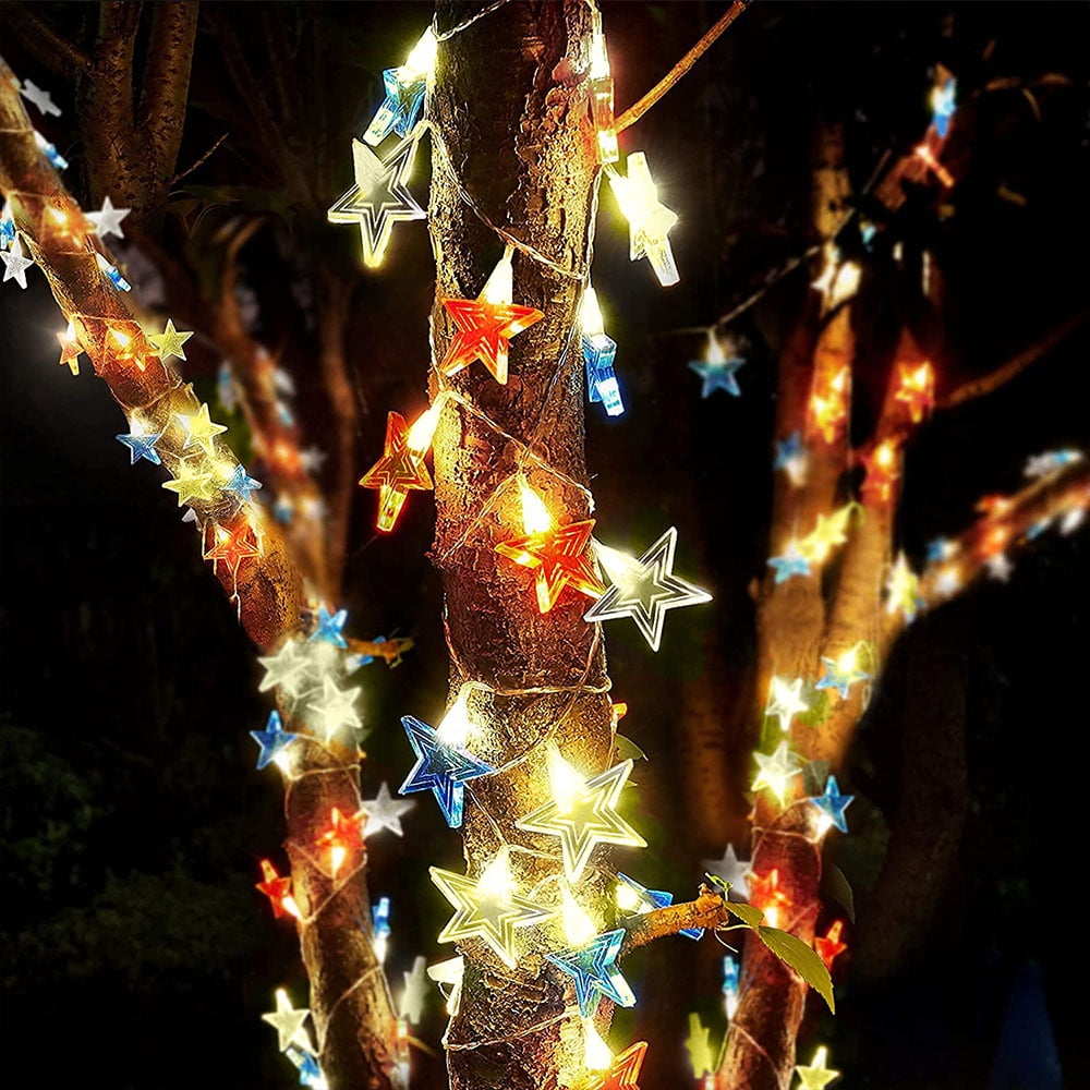Red, White & Blue Starry String Lights