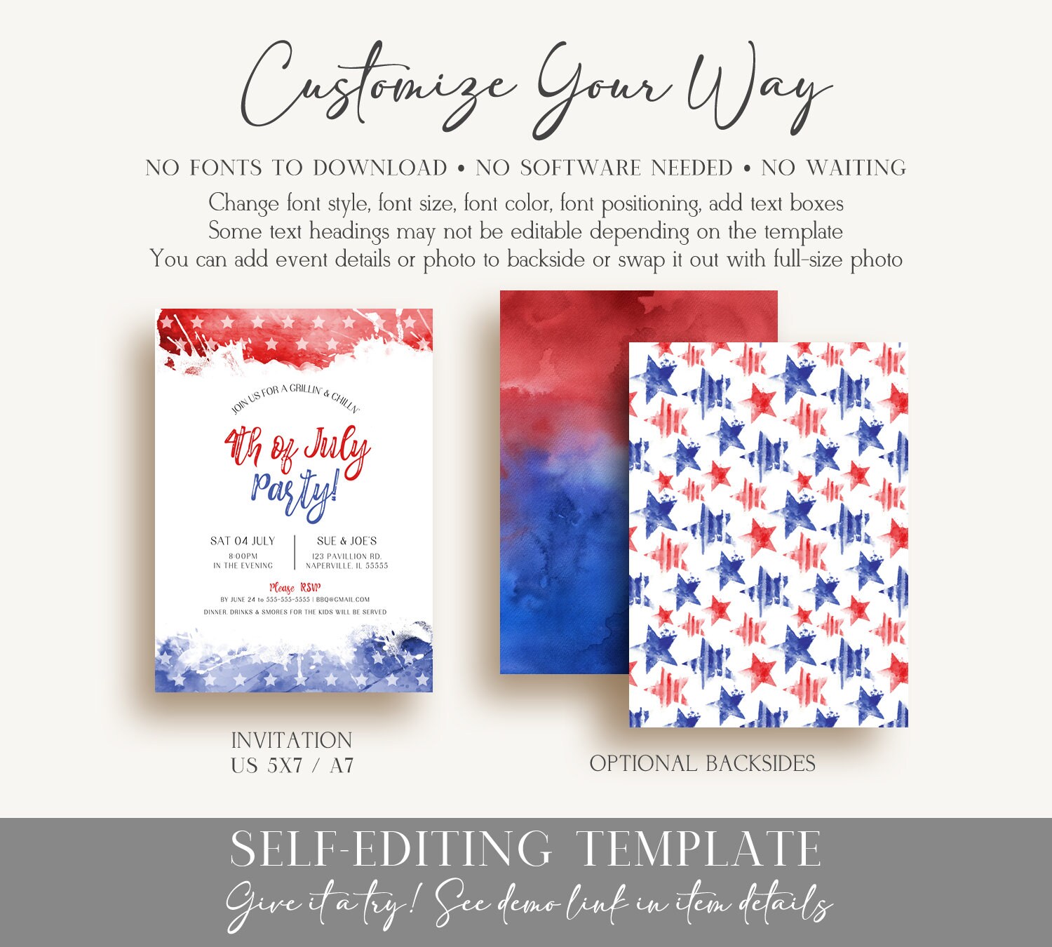 Customizable 4th of July Party Invitation Template