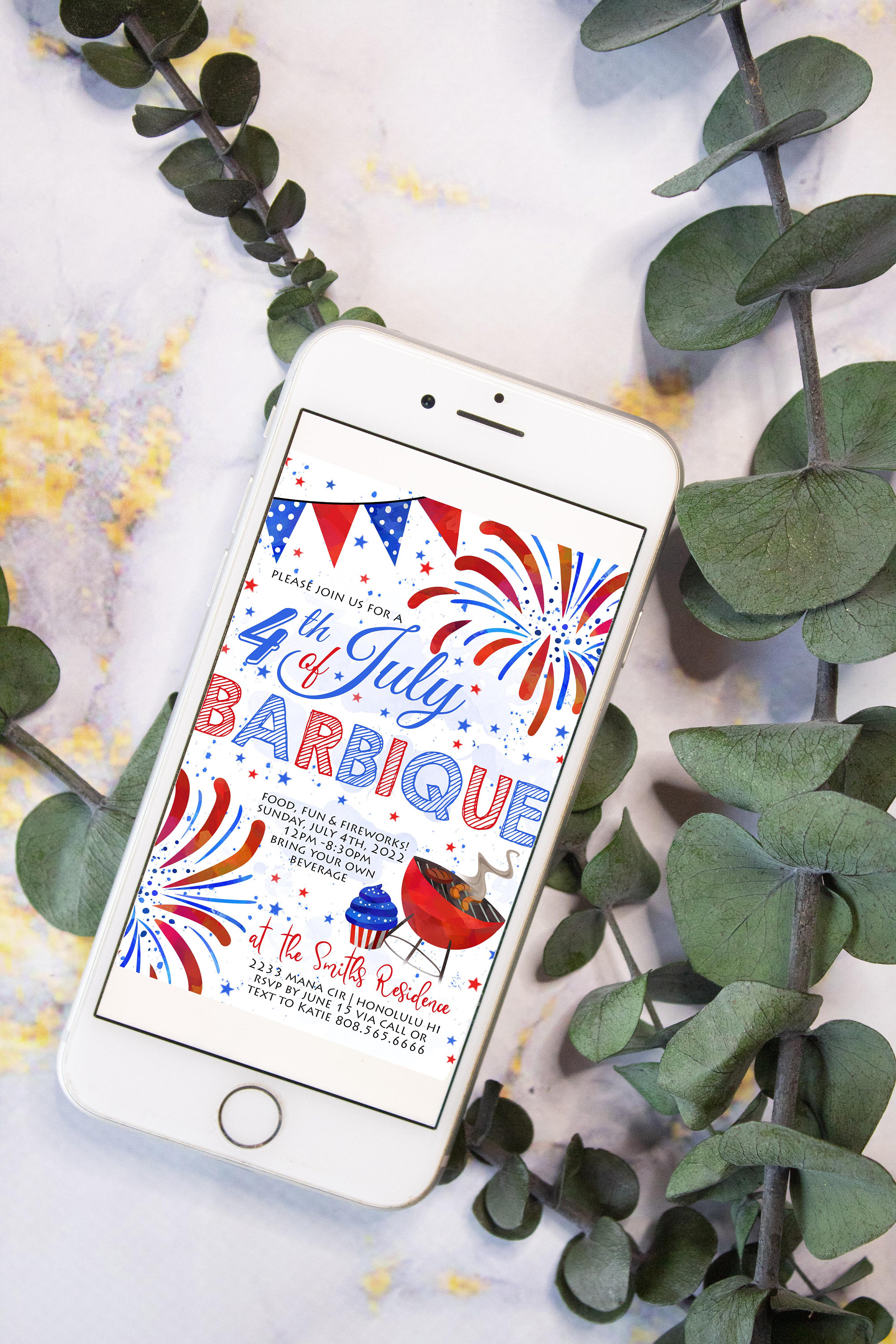 Editable Fourth of July BBQ Invitation Template