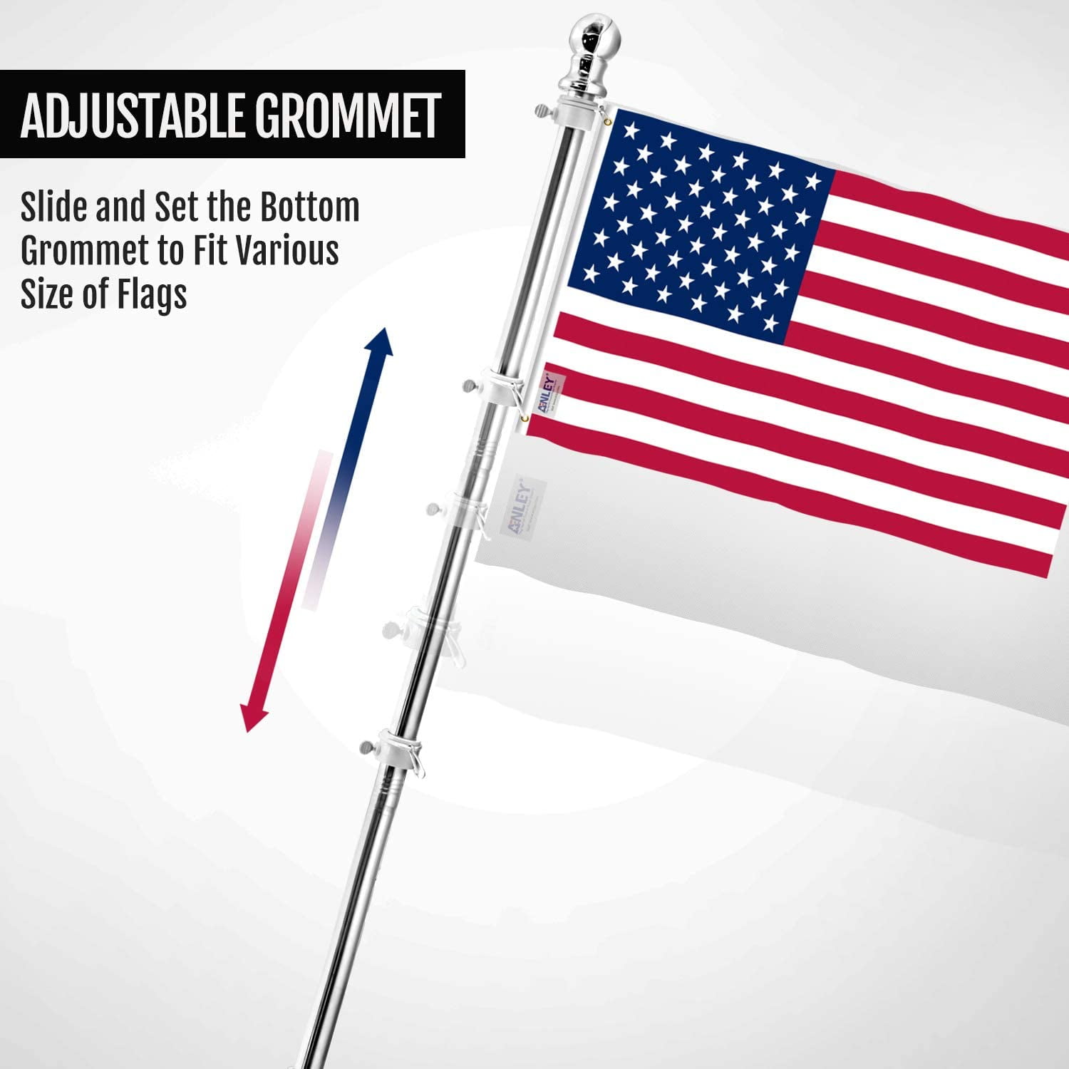 Adjustable Rustproof 6ft Flag Pole Set