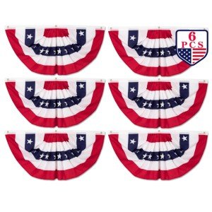 6-Pack Patriotic American Flag Banners for Outdoors