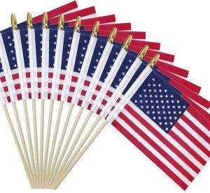50 Small American Flags on Sticks for Celebrations