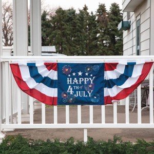 LED 4th of July Bunting Banner with Timer