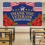 Thank You Veteran Banner with Red Poppies